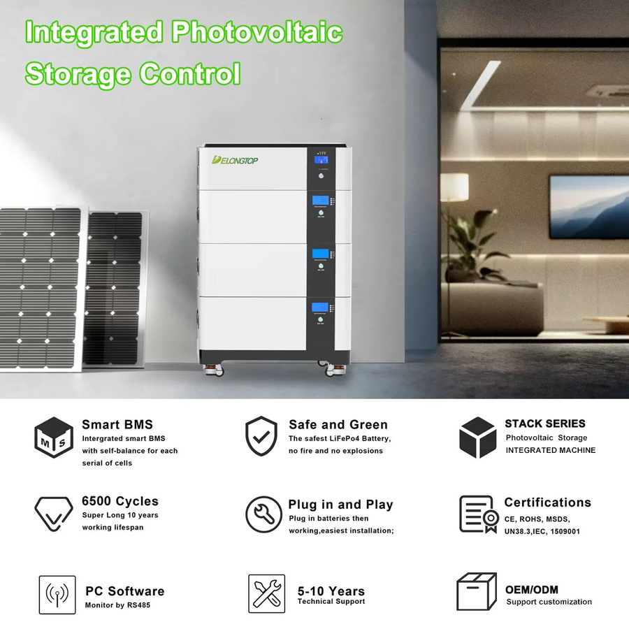 XMSJ Delong All-in-One Solar Stapelbare Batteriespeicherlösung mit Wechselrichter für Zuhause, LiFePO4, Weiß - Bild 4