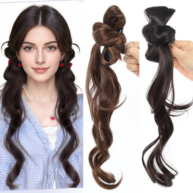 Synthetische Haarspange mit Schleife, Haarverlängerung für Damen und Mädchen - Bild 1
