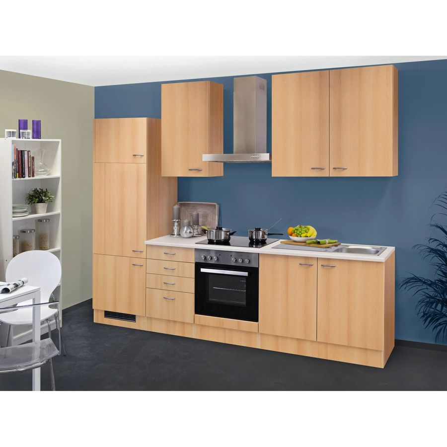 Flex-Well Classic Küchenzeile Nano in Buche Nachbildung, Farbe Braun, B/T/H: 270 x 60 x 200 cm - Bild 2