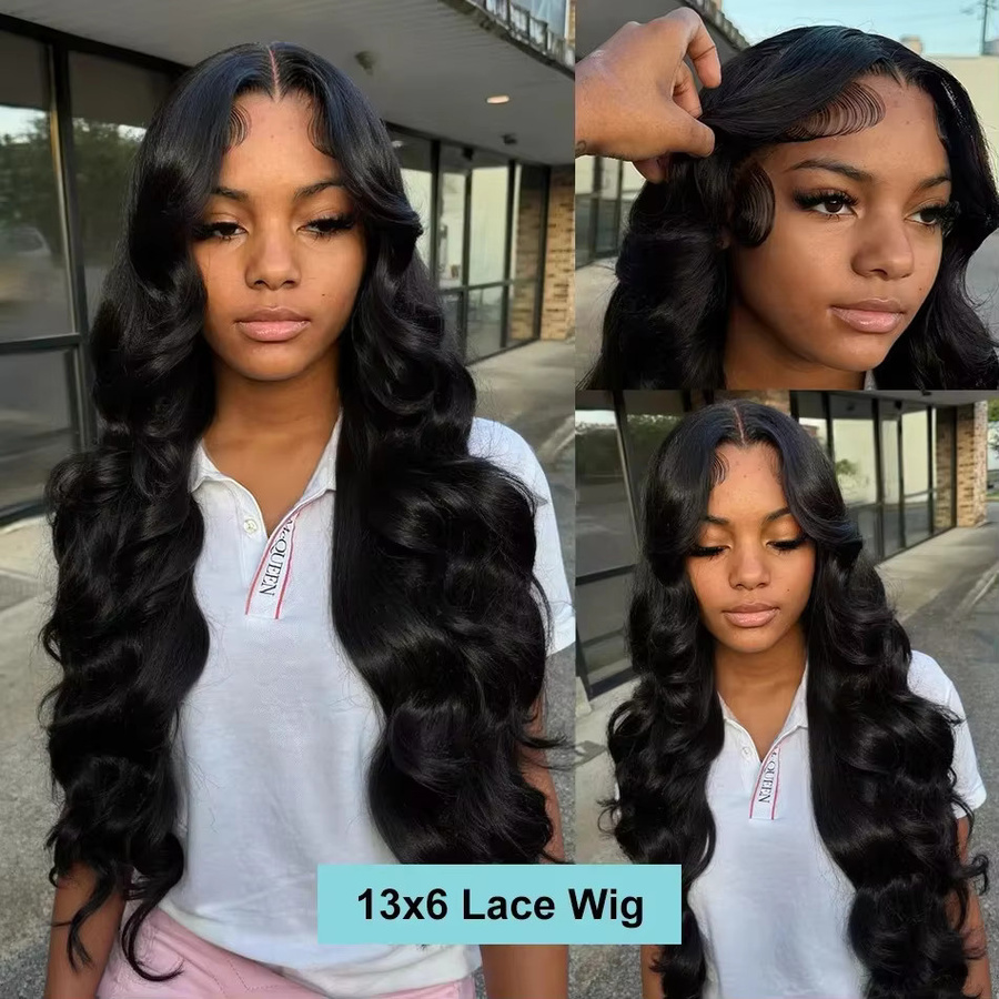 Homgoss Body Wave Echthaar HD Lace Frontal Perücke, 40 Zoll, Lockig, Damen - Bild 5