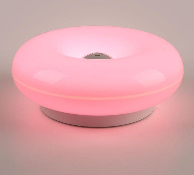 Lanzhong Outdoor LED Wandleuchte in Form eines Donuts, moderne dimmbare RGB-Nachtleuchte aus Kunststoff mit Touch-Schalter und Akku, Rosa - Bild 1