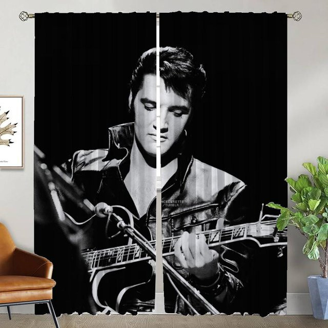 E-Elvis Verdunkelungsvorhang 2-teilig aus Polyester, Schwarz, B: 60 cm, H: 90 cm - Bild 1