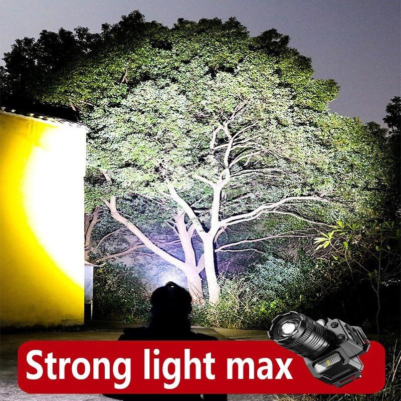Meiteai-Home 5-in-1 Sensor-Stirnlampe für Camping und Outdoor, wiederaufladbare Kopfleuchte mit Bewegungssensor in Schwarz - Bild 3