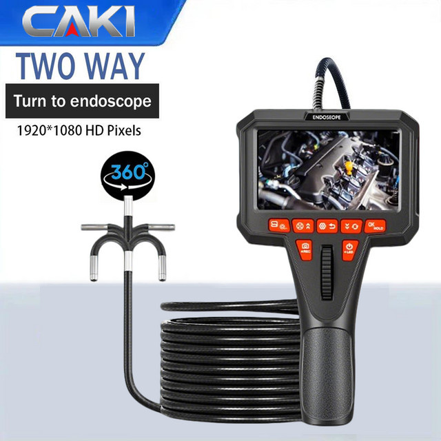 CAKI Industrielle Inspektionskamera mit 1080P Auflösung und 4,5 Zoll LCD-Bildschirm, 360 Grad artikulierendes Borescope in Schwarz, Durchmesser: 6 mm - Bild 1