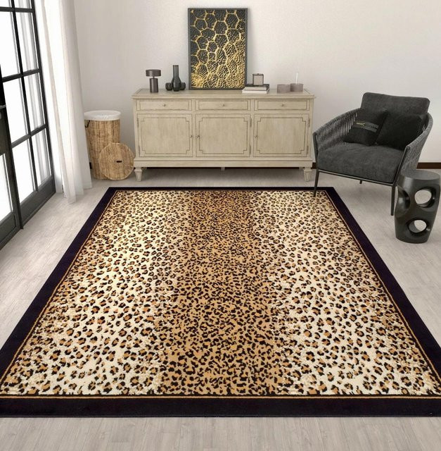 BC-Warm Home Moderner Teppich mit Leopardenmuster in Multicolour, Rutschfest und Waschbar, B/T: 80 x 120 cm - Bild 1