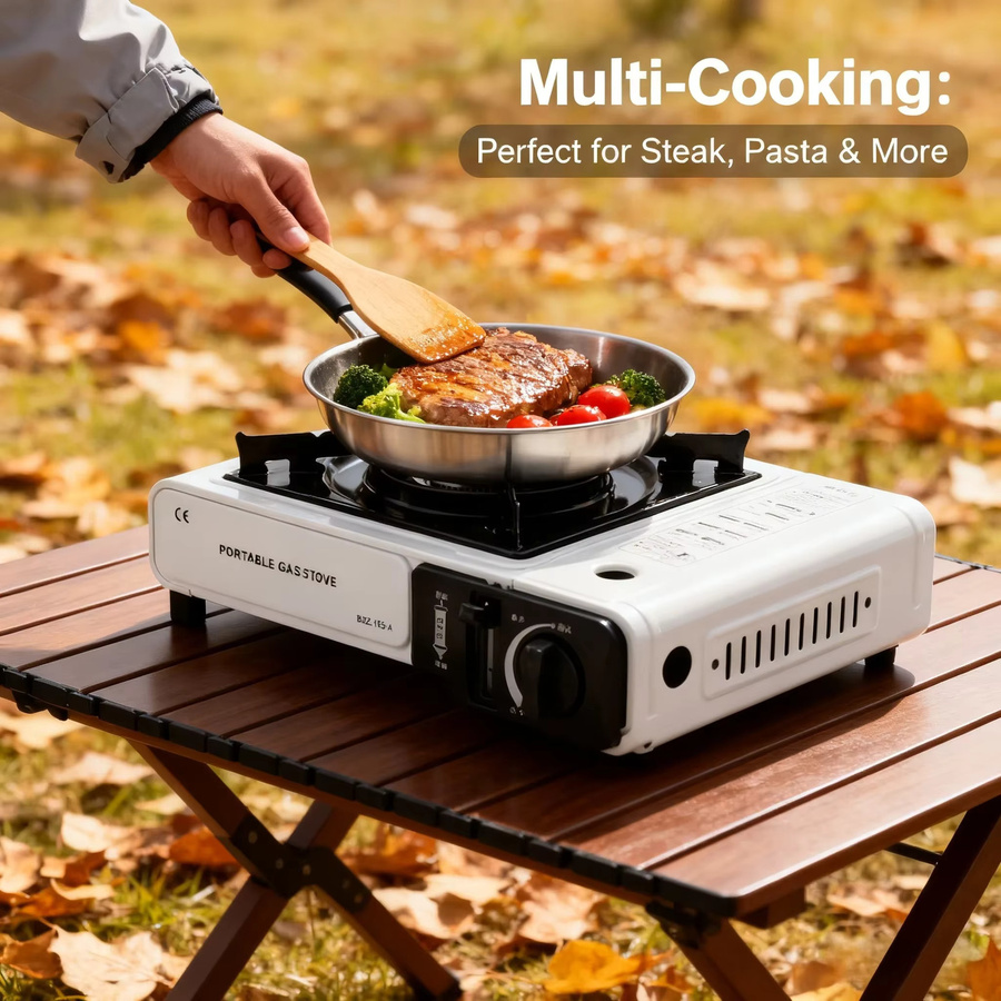 BRS Tragbarer Outdoor-Gaskocher Tabletop in Weiß für Camping, Wandern und Grillen - Bild 3
