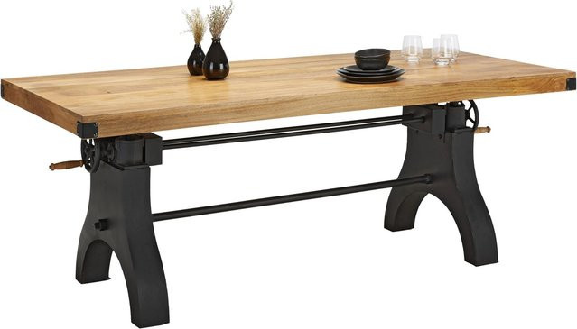 Premium Living Esstisch Industrial aus Mangoholz in Braun, B/T/H: 200 x 90 x 76 cm - Bild 1