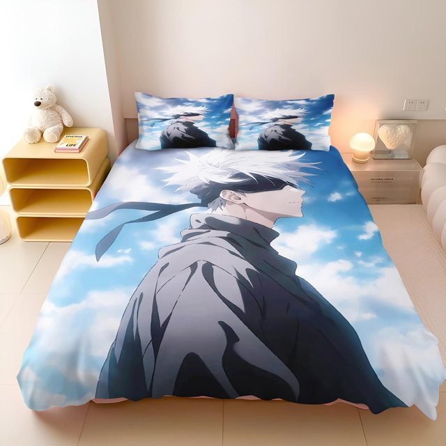 Jujutsu Kaisen Bettwäscheset von JMG Household Supplies in Blau mit Motivdruck, bestehend aus Bettbezug und Kissenbezug, B/T/H: 200 x 200 cm - Bild 1