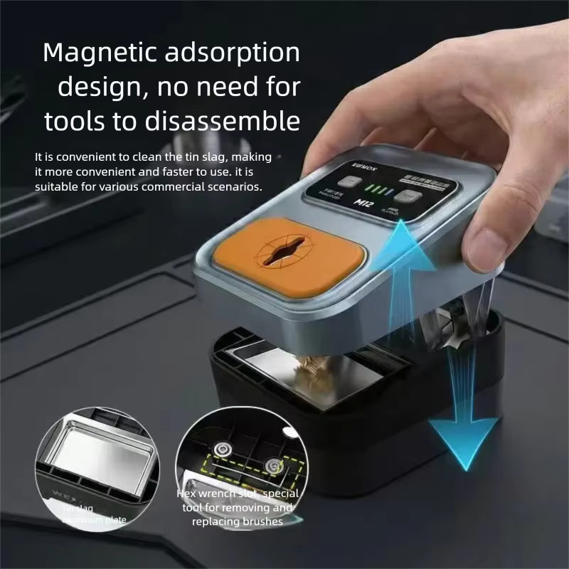 WEMON M12 Lötspitzenreiniger mit 3-Gang-Messingbürste in Gold für die intelligente und automatische Hochgeschwindigkeits-Reinigung ohne Wasser - Bild 2