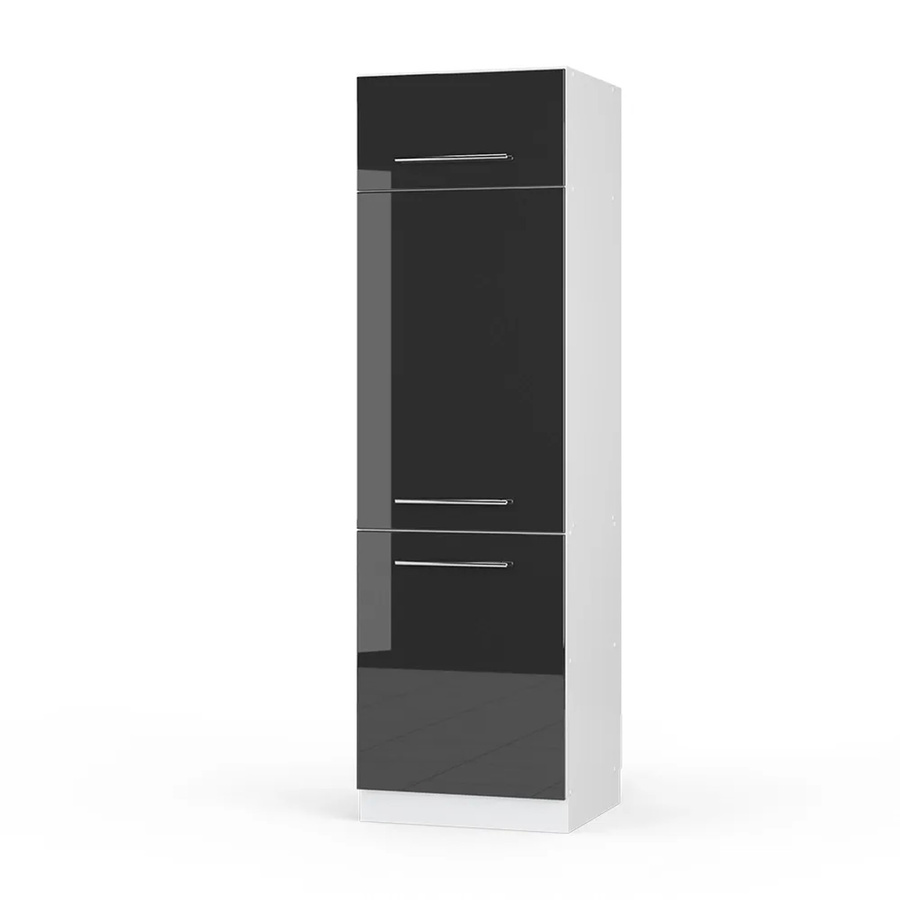 Vicco Kühlumbauschrank Fame-Line Küchenzeile Hochschrank Anthrazit Hochglanz/Weiß Breite: 60 cm, Tiefe: 58 cm, Höhe: 206,8 cm - Bild 2