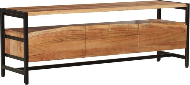DELUKE TV-Schrank BJORN Fernsehtisch aus Akazienholz und Eisen in Akazie Natur mit industrieller Optik, B/T/H: 51 x 43 x 145 cm - Bild 1