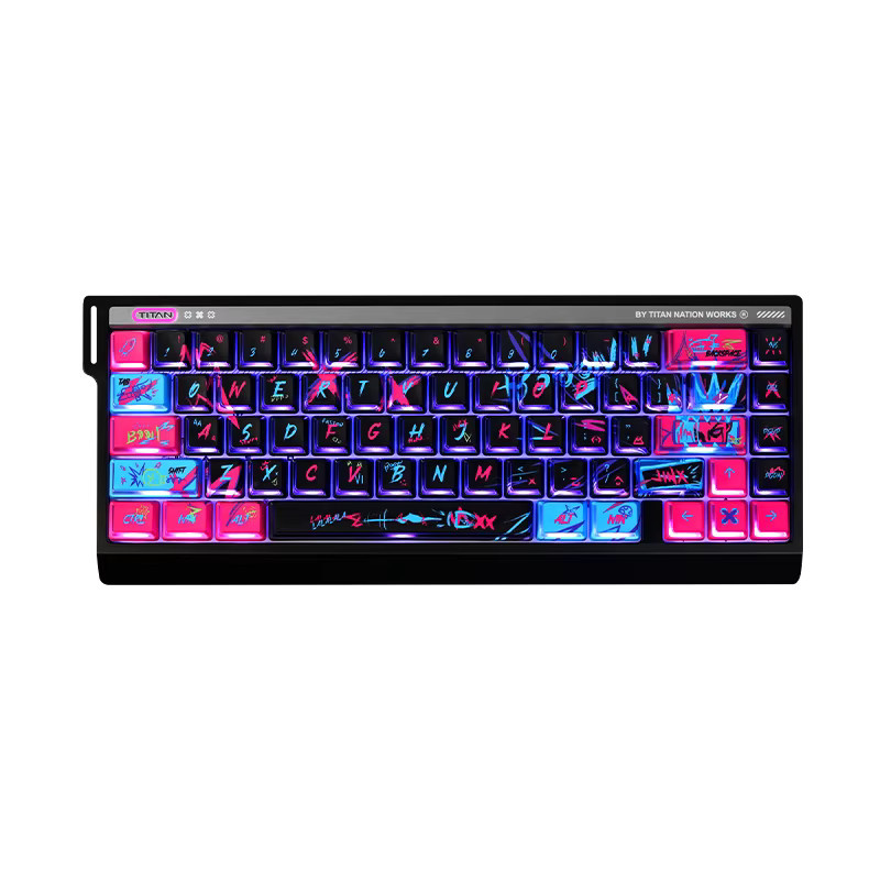 Jinx Tastenkappen Twin Cities Kriegs-Graffiti für Aula F75 Tastatur, seitlich graviert, durchscheinend, Kirschhöhe, PBT und PC, Multicolor - Bild 2