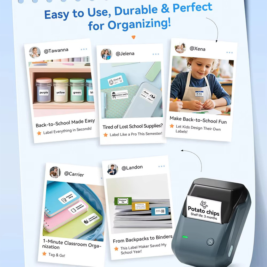 Niimbot B1 Tragbarer Bluetooth Etikettendrucker für Thermodruck mit selbstklebenden Etiketten für Büro und Zuhause - Bild 5