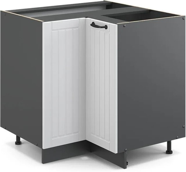 Vicco Eckunterschrank Fame-Line im Landhausstil, Weiß/Anthrazit, ohne Arbeitsplatte - Bild 1