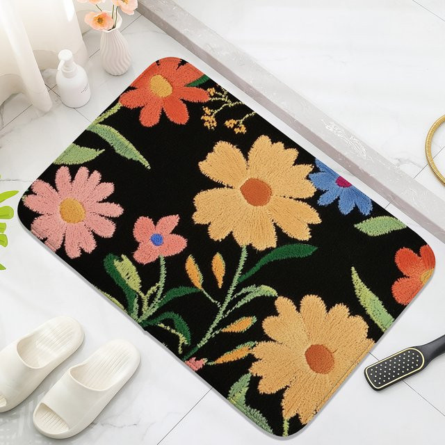 Jijihou Blumenteppich mit Frühlings- und Sommerblumen in Multicolor als Innentür matte für Küche und Bad - Bild 1