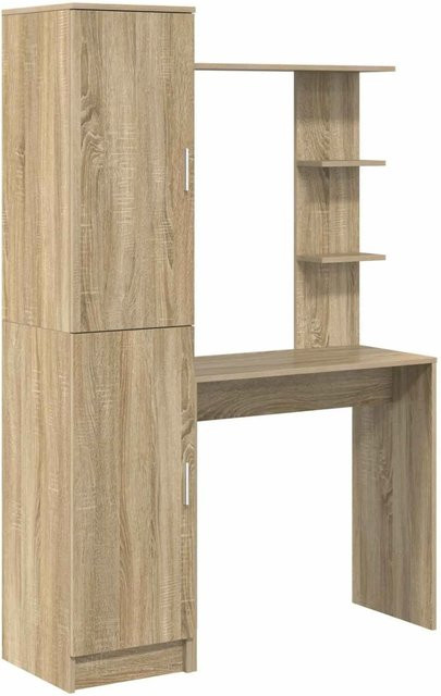 vidaXL Schreibtisch Set mit Hochboard in Sonoma Eiche, 2-teiliges Büro-Set für Home-Office und professionelle Nutzung - Bild 1