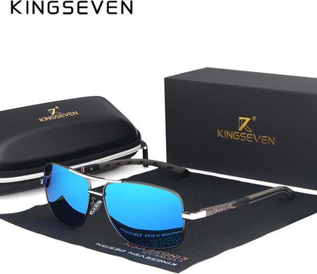 KINGSEVEN Sonnenbrille Aviator, Rechteck, Metall, polarisiert, Herren - Bild 1