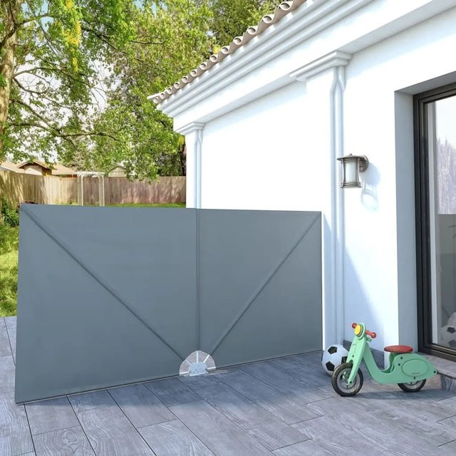 Furnicato Faltbarer Terrassen-Seitenfächer aus Polyester und Stahl in Grau, Breite: 300 cm, Höhe: 150 cm - Bild 1