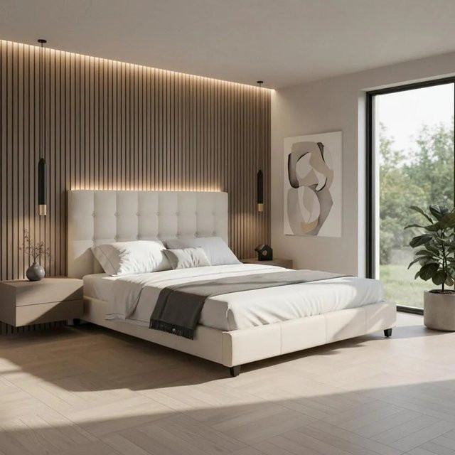 Bessagi Home Polsterbett Frederico in Beige mit modernem Design B/T/H: 180 x 200 x 112 cm - Bild 1