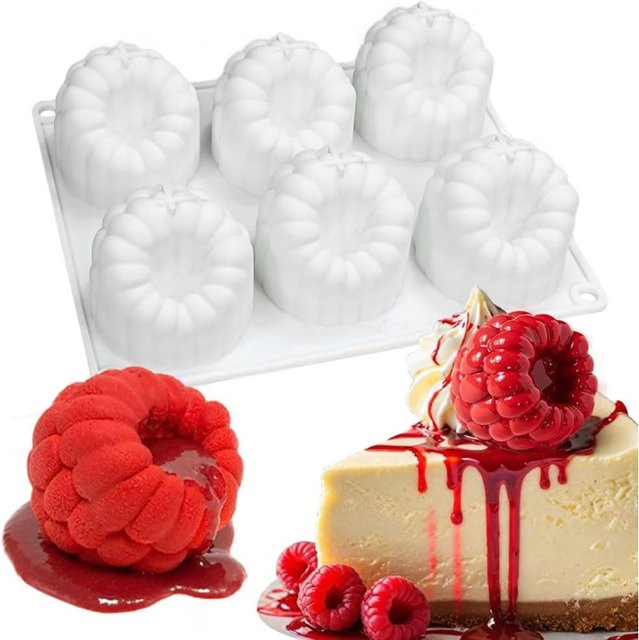 FSMHOME Silikon Backform Rund in Weiß zum Backen von Mousse, Pudding und Desserts wie Himbeeren, Erdbeeren oder Bananen - Bild 1