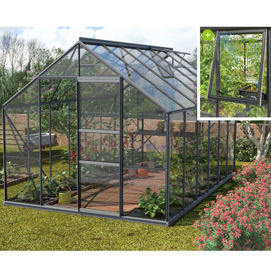 Vitavia Gewächshaus Meridian 1 9900 in Schwarz mit 9,9 m² Fläche, ESG-Sicherheitsglas und Schiebetür - Bild 3