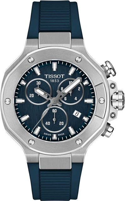 Tissot Chronograph Herrenuhr, Quarz, Edelstahl, Blau, 38 mm, 10 ATM - Bild 1