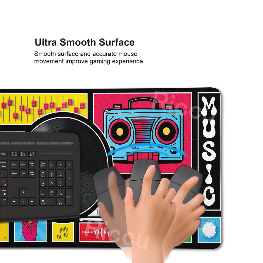 Riccu Gaming Mousepad Vintage Kassette Musik Design Multicolour XXL - Bild 3