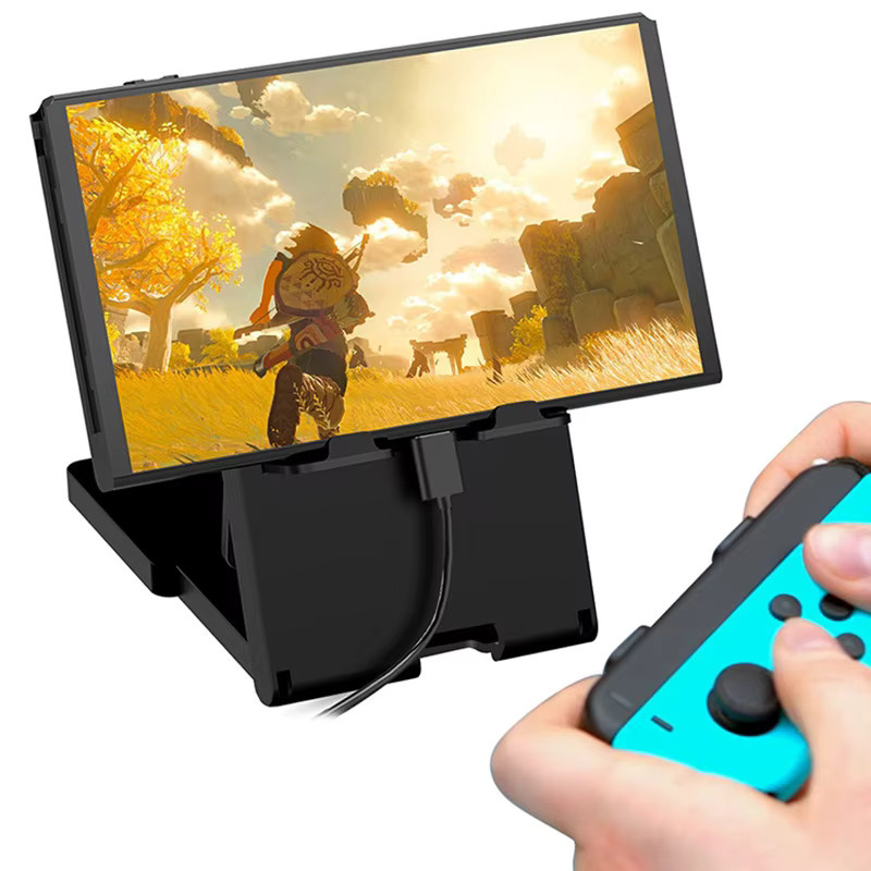 OULLX Schreibtischständer für Nintendo Switch 2 und OLED, faltbarer Halter in Schwarz, verstellbare Halterung für Tablet, Telefon und Kindle - Bild 2