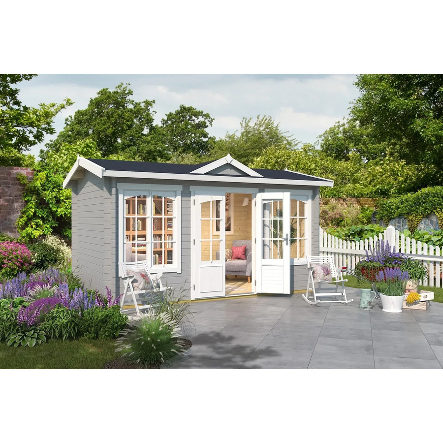 Lasita Gartenhaus Kensington Satteldach in Lichtgrau B/T/H: 292,1 x 292,1 x 239,4 cm - Bild 2