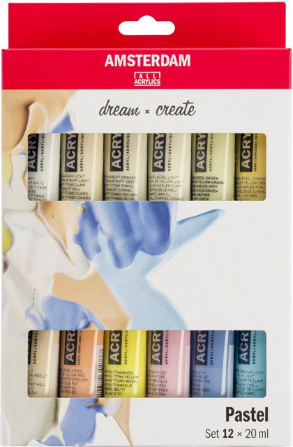 AMSTERDAM Pastellfarben Set aus Resin in Weiss, Gelb, Pink, Blau, Grau und Multicolour - Bild 1