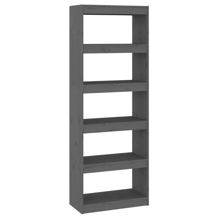 vidaXL Bücherregal und Raumteiler aus Massivholz Kiefer in Grau, B/T/H: 60 x 30 x 167,5 cm - Bild 2