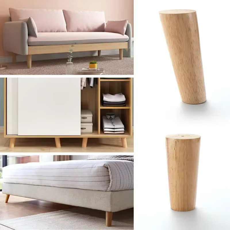 4 Stück konische Holzmöbelbeine in Braun im skandinavischen Design für Hocker, Sofatisch oder Computertisch - Bild 3