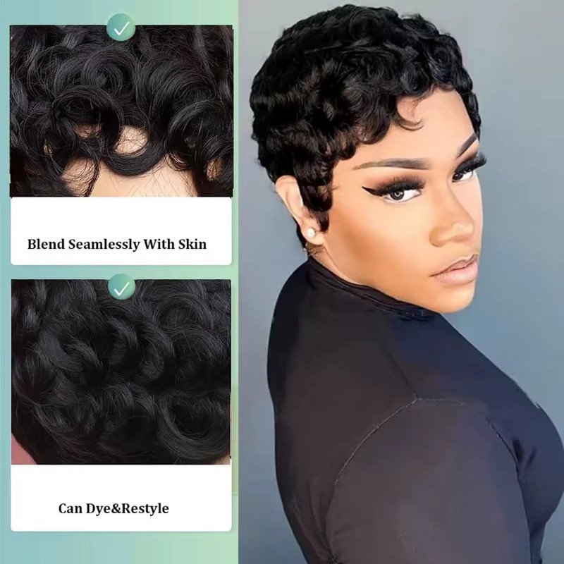 Suri Hair Pixie-Synthetikperücke, lockig, Schwarz, Damen - Bild 3