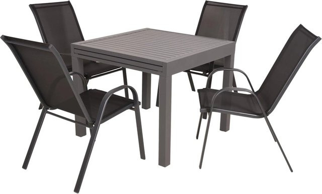 DELUKE Garten-Sitzgruppe IRMA 5-teilig aus Kunststoff in Schwarz Matt - Bild 1