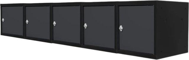 PROREGAL Blocky Schließfachwürfel Set aus 5 Stück mit Drehriegelschloss für Vorhängeschlösser, Farbe: Anthrazit, B/T/H: 40 x 40 x 40 cm - Bild 1