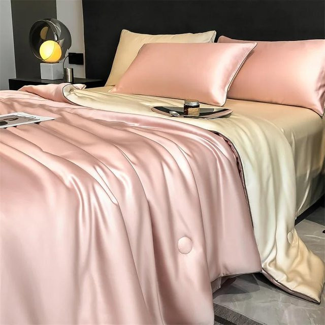 Sommerdecke aus 100 % Lyocell-Seide in Pink, eiskühlende und weiche Bettdecke, B/B: 180 x 220 cm - Bild 1