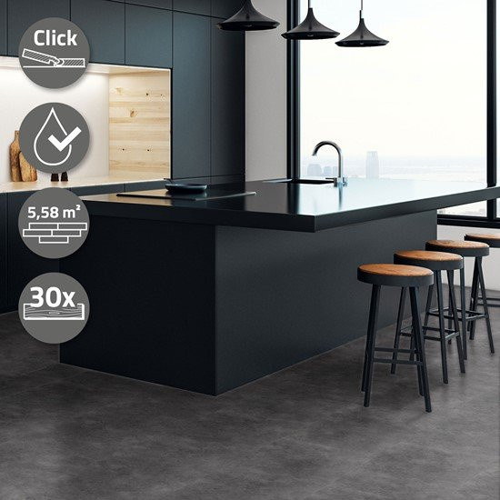 ML-Design Vinylboden Klick Betonoptik Grau Zement, 5,58 m², B: 61 cm, T: 30,5 cm, H: 0,42 cm - Bild 1