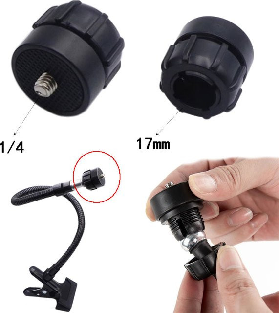 Yesido Gelenkadapter mit 17mm Kugelkopf und 1/4 Zoll Schraube in Schwarz für Telefonhalter, DV-Kameras, Autohalterungen und GPS-Montagen - Bild 1