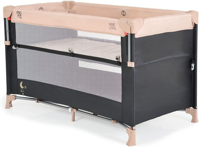 Moni Reisebett Next Level Beistellbett mit Matratze und klappbarer Seite in Beige - Bild 1