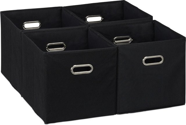 Relaxdays Aufbewahrungsbox 4er Set aus Polyester in Schwarz, faltbar, B/T/H: 30 x 30 x 30 cm - Bild 1