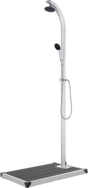 vidaXL Gartendusche aus Aluminium mit grauer Bodenplatte, Höhe: 220 cm - Bild 1
