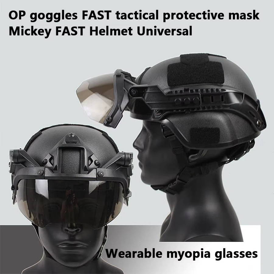 BOOIU Taktische Helmbrille Full Vision in Schwarz, verstellbare Schutzbrille für FAST-Helme, 90 Grad abnehmbar für Jagd und CS-Spiele - Bild 5