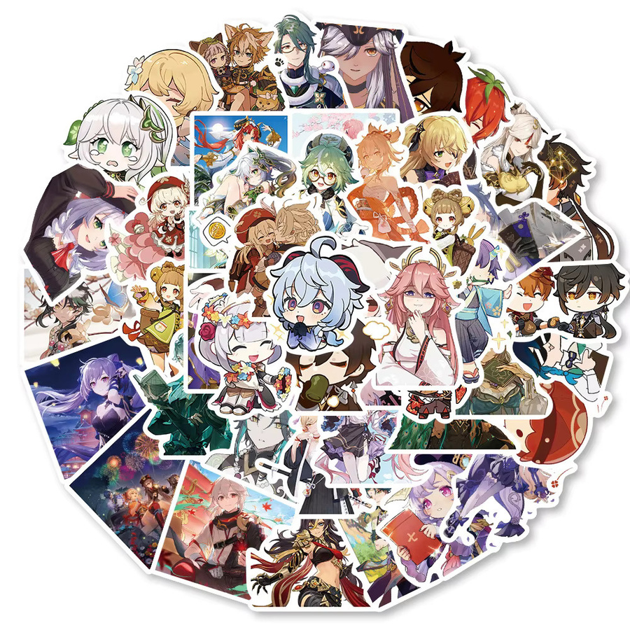 Rspctou Genshin Impact Anime Aufkleber, 10-teiliges Set, Bunt - Bild 2