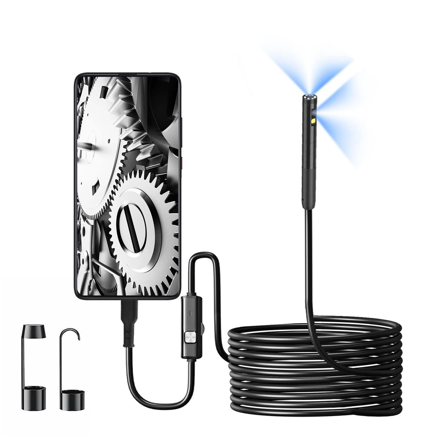 Honor Electronics Endoskopkamera mit 1920P HD-Auflösung, Doppelobjektiv und 8 einstellbaren LED-Leuchten, IP67, schwarz - Bild 2