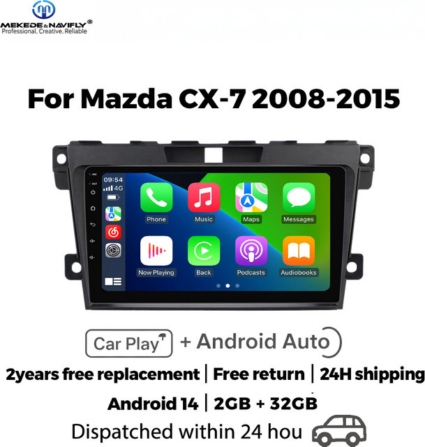 MEKEDE & NAVIFLY Android 14 Multimedia-Autoradio mit Carplay für Mazda CX-7 (2008-2015), Schwarz - Bild 1