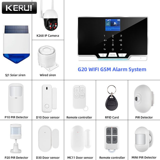 KERUI G20 WIFI GSM Alarm Panel Set mit Bewegungssensor und Türsensor in Weiß für Tuya Smart Life APP Steuerung - Bild 1