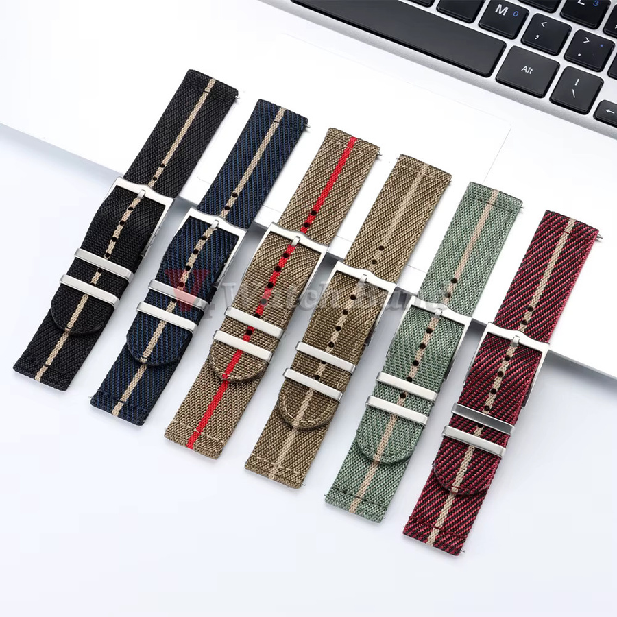 Uhrenarmband Nylon, schwarz, gerippt, Herren, 20 mm, 22 mm - Bild 2