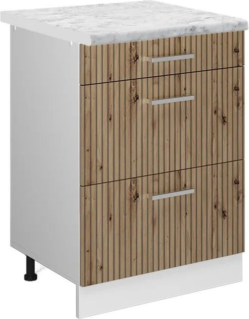 Vicco Küchenunterschrank R-Line Artisan-Eiche und Weiß mit Schubladen und Türen, B/T/H: 60 x 60 x 81,6 cm - Bild 1