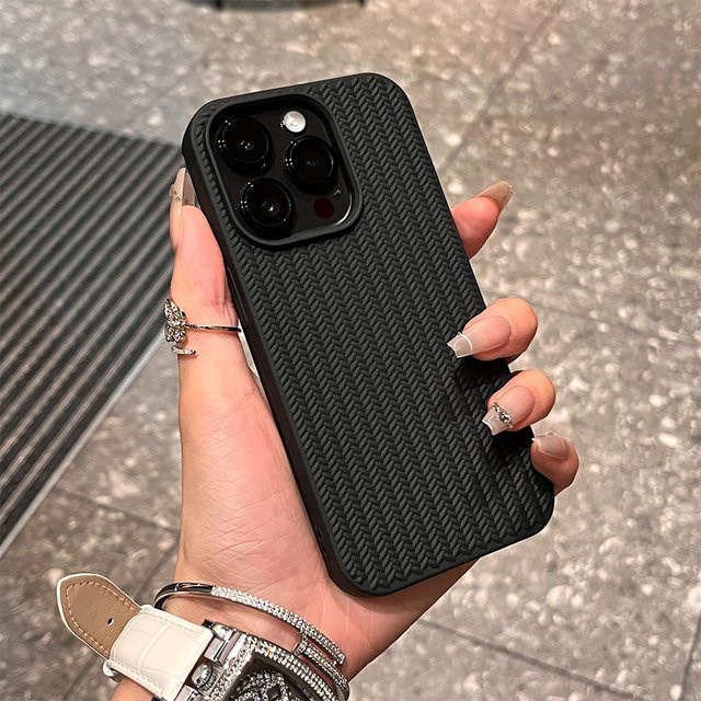 Luxus Strickmuster Silikon Schutzhülle für Apple iPhone 11 12 13 14 15 Pro Max Plus X Xs Max XR in Schwarz und Weiß - Bild 1