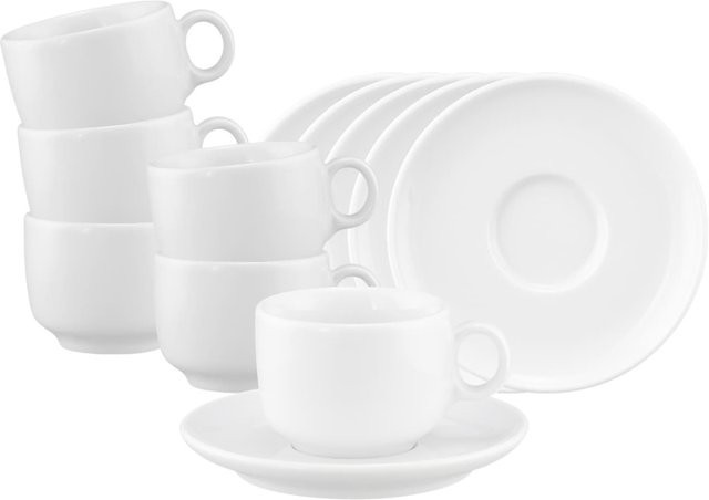 Seltmann Weiden Espressotassen mit Untertassen Sento Home, Weiß, 6er Set, 80 ml - Bild 1